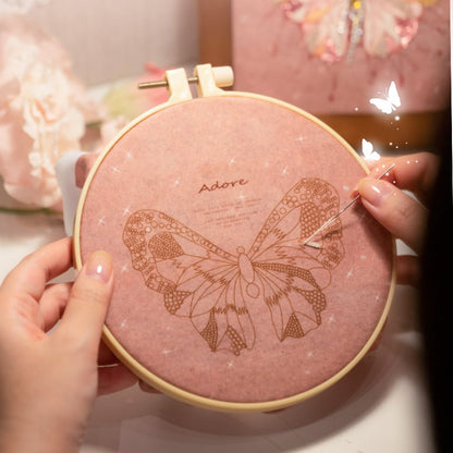 Butterfly Cross Stitch Decor DIY Embroidery Kit (Comes With Photo Frame)